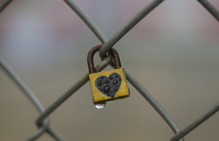 shallow focus photography of brass padlock on fence, Heart, Brick  Lane