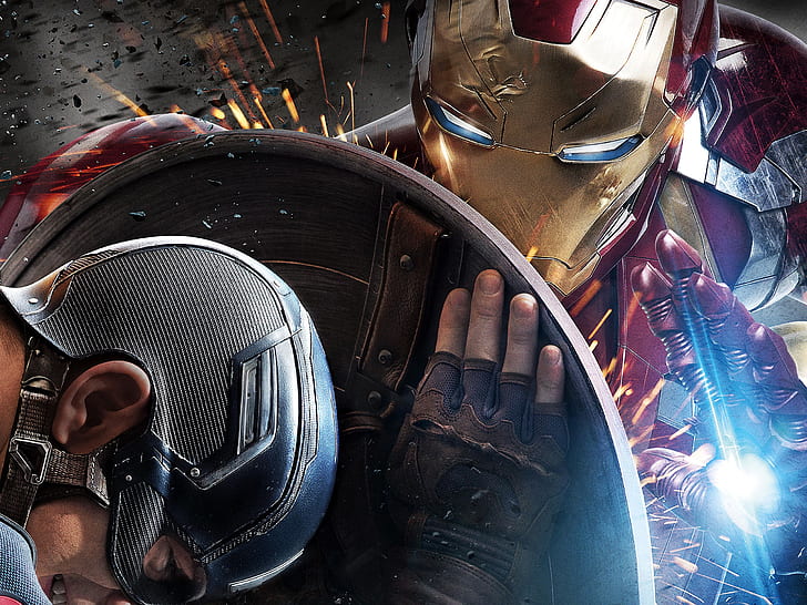 2016 Captain America: Civil War, fight, captain america and iron man, HD wallpaper