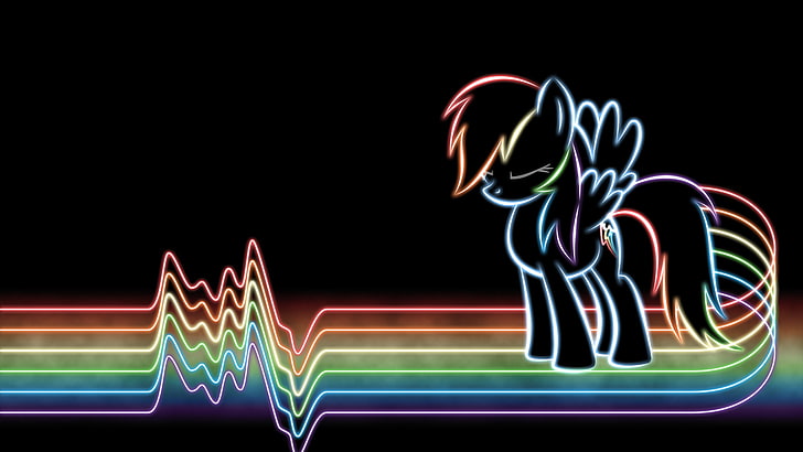 My Little Pony Rainbow Dash illustration, line, neon, lines, mlp, HD wallpaper