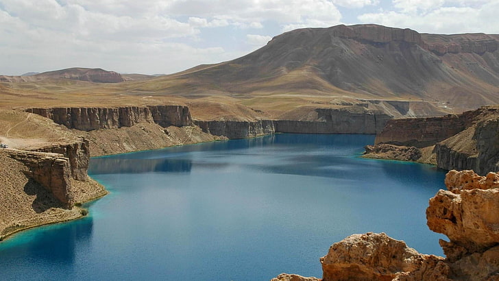 escarpment, natural dam, bamyan, afghanistan, terrain, highland, HD wallpaper