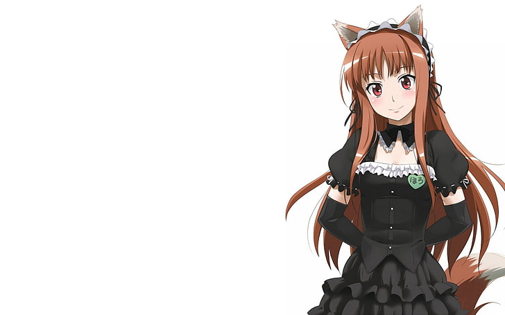 anime girls, Spice and Wolf, Holo, wolf girls, Okamimimi, copy space, HD wallpaper