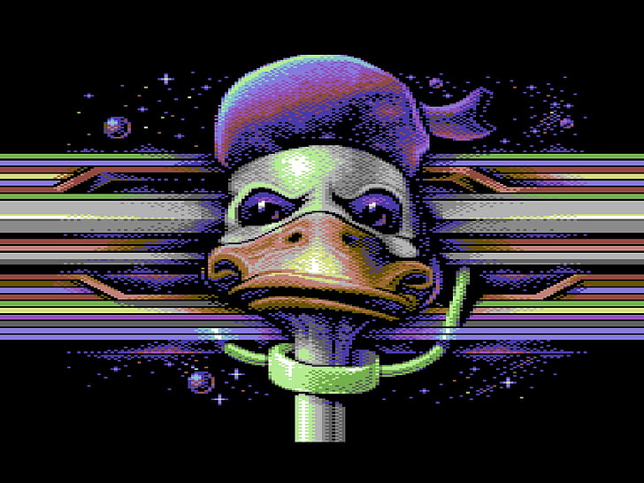 commodore 64 donald duck pixels, representation, art and craft