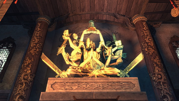 brass-colored buddha figurine, PC gaming, Blade & Soul, religion, HD wallpaper