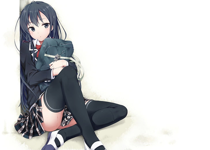 black haired female character illustration, anime, anime girls, HD wallpaper