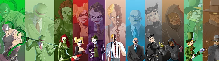 Batman, Bane (DC Comics), Catwoman, Harley Quinn, Joker, Poison Ivy