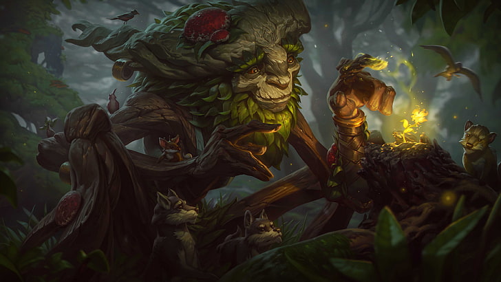 League Of Legends Ivern New Champion Teaser Friend Of The Forest Skin Art Wallpaper Hd For Mobile Free Download 3840×2160, HD wallpaper
