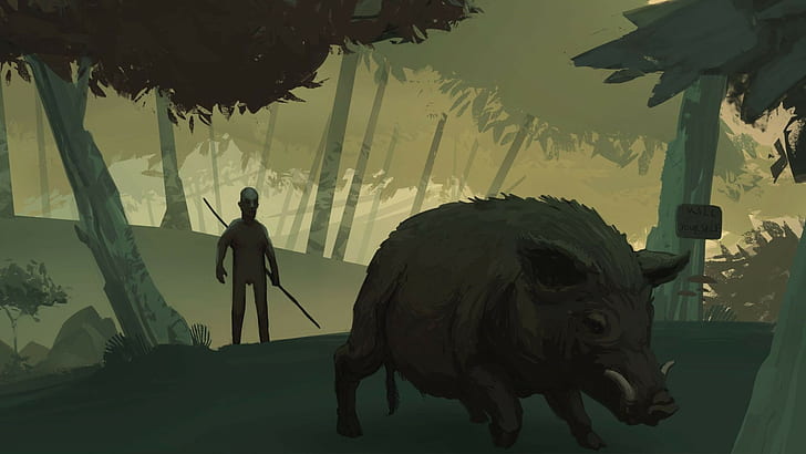 artwork, animals, boars, pigs, prehistoric, Rust (game), HD wallpaper