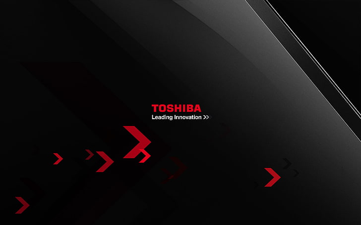 Toshiba Leading Innovation, Toshiba text, Computers, black, background