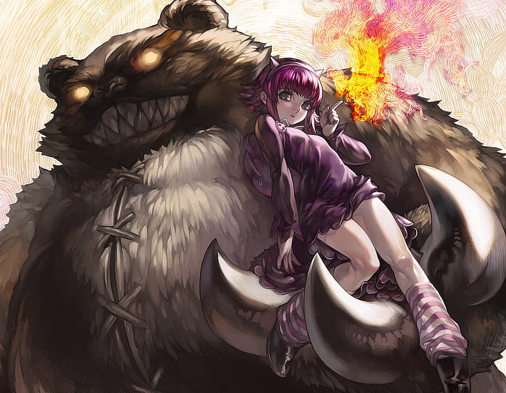 girl character in bear illustration, League of Legends, Annie (League of Legends), HD wallpaper