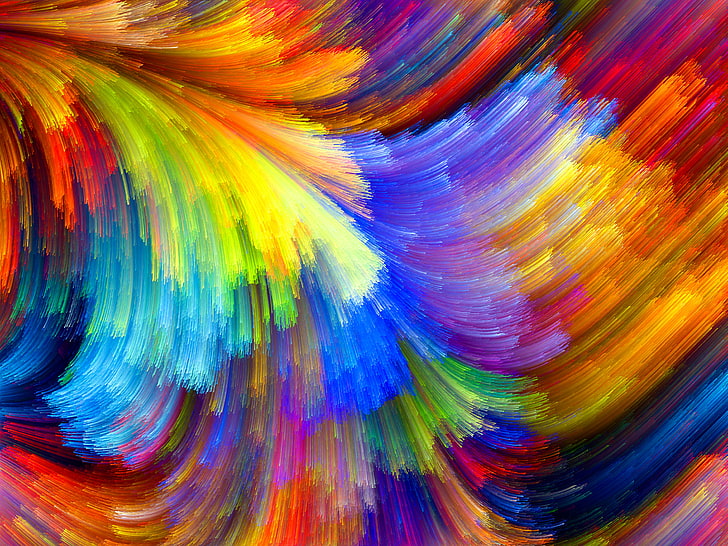 multicolored abstract painting, pattern, rainbow, the volume, HD wallpaper