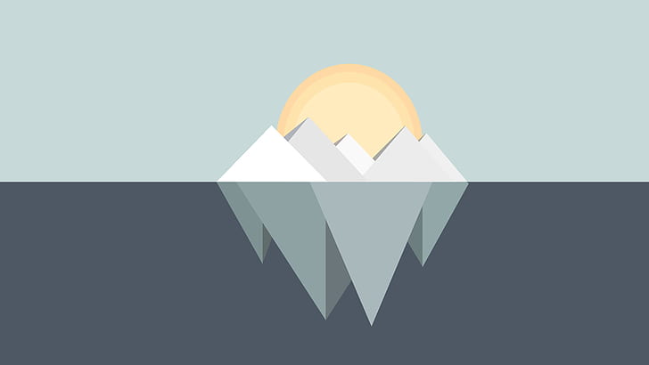 Artistic, Minimalism, Iceberg, Sun, Water