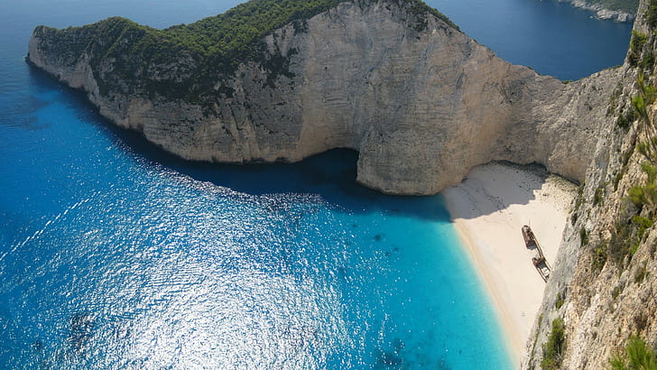 sea cliff anime navagio beach nature landscape beach zakynthos greece coast