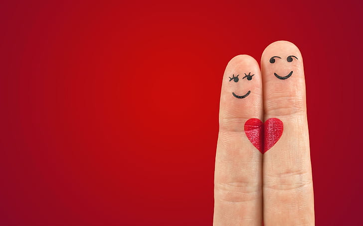 Love Pair Heart Fingers, middle and index fingers with emoticon drawing, HD wallpaper