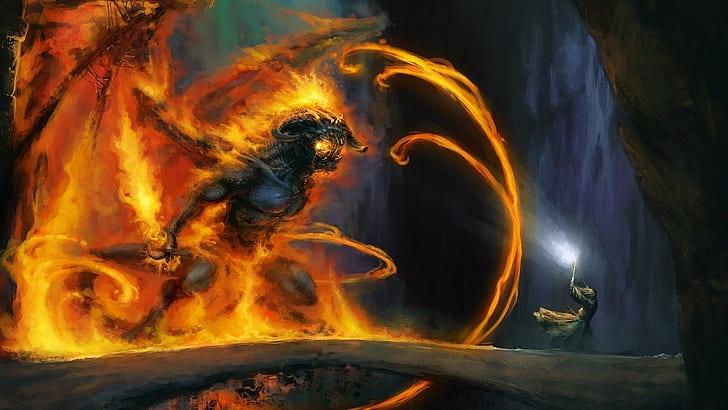 Gandalf Balrog Fire OMBRA VS Demon Epic Moria lotta Tablet Pelle Custodia Cover 
