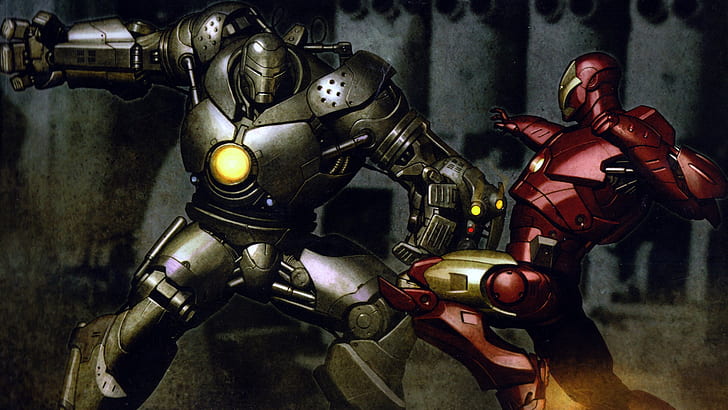 Iron Man Fight Machine HD, cartoon/comic, HD wallpaper