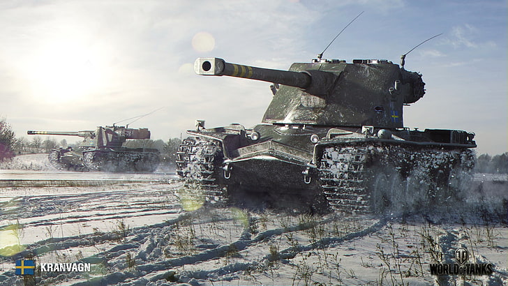World of Tanks digital wallpaper, winter, field, the sun, snow