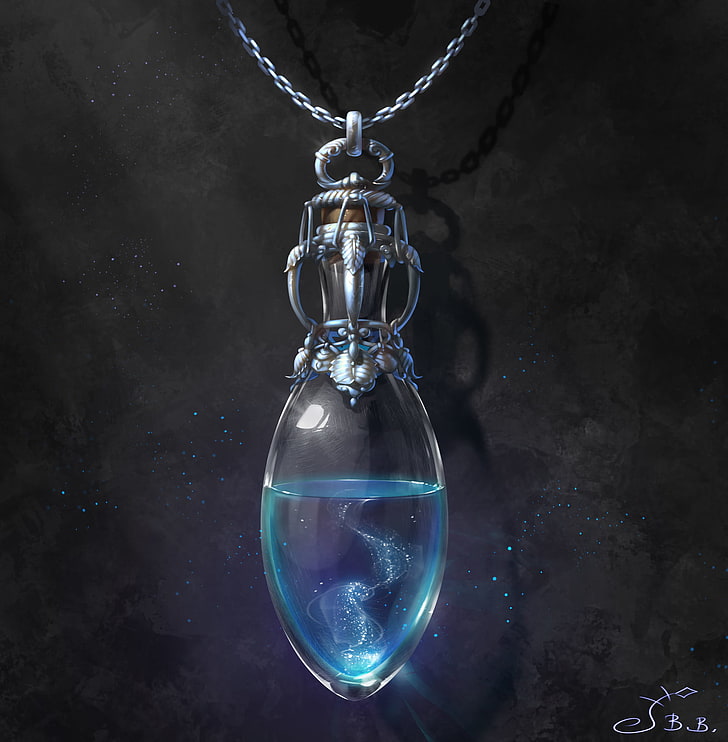 silver-colored and blue gemstone pendant necklace, Vera Velichko