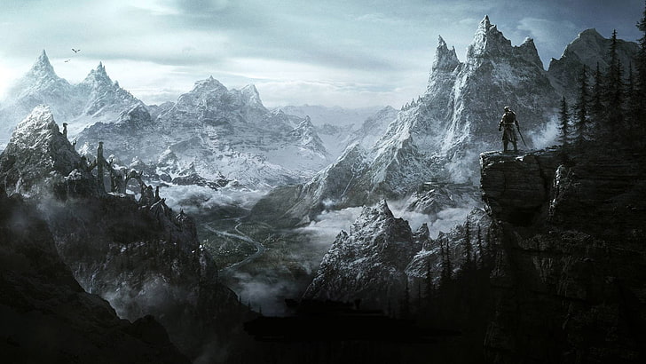 mountain, fantasy, glacier, snow, alp, natural elevation, landscape, HD wallpaper