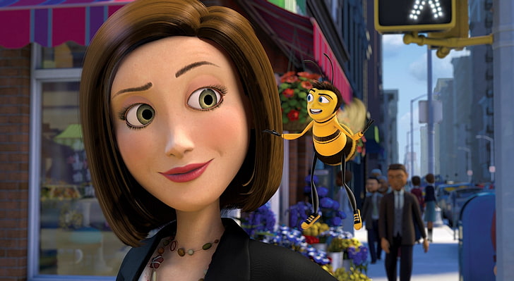 Bee Movie 6, Vaness Bloome Bee digital wallpaper, Cartoons, headshot