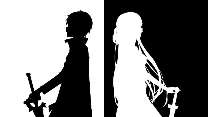 Sword Art Online silhouette wallpaper, anime, Kirigaya Kazuto, HD wallpaper