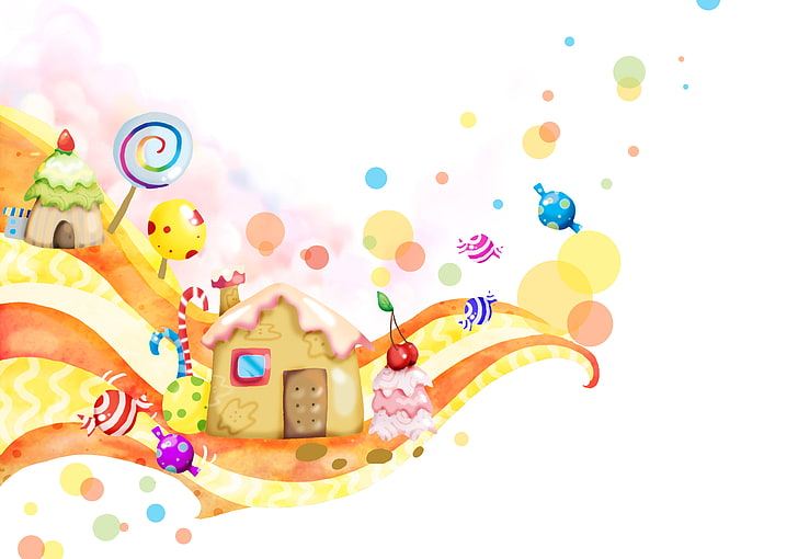 Sweet, Candy house, 4K, Lollipops, HD wallpaper