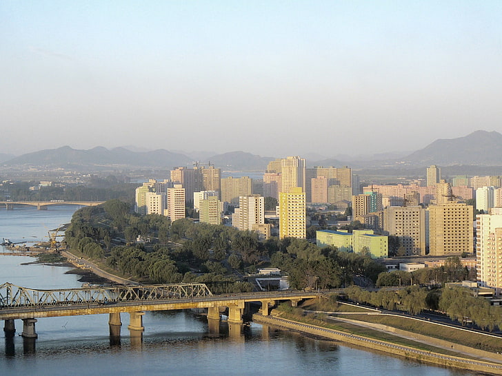 architecture, building, DPRK, North Korea, bridge, water, built structure, HD wallpaper