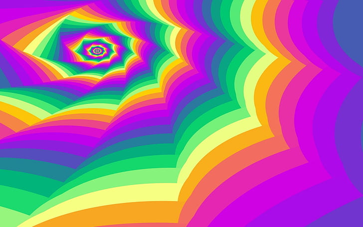 Psychedelic Swirl Colors, yellow, abstract, purple, blue, green, HD wallpaper