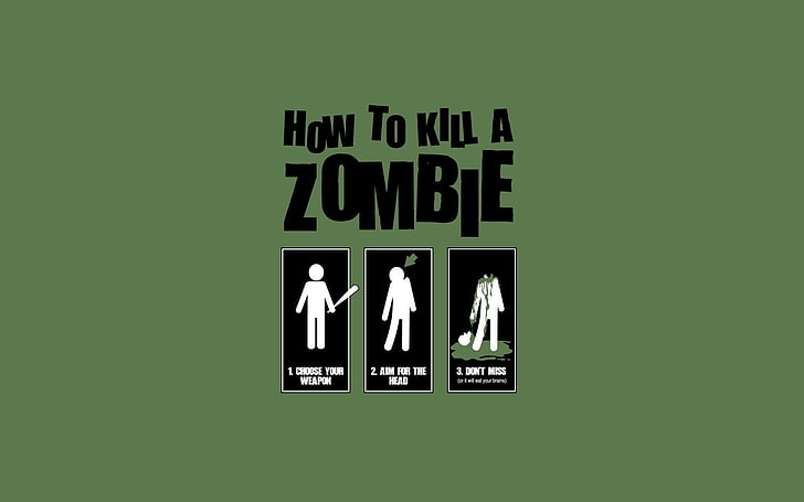 How to Kill A Zombie digital wallpaper, zombies, minimalism, simple background