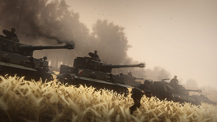 black tanks, video games, Heroes and Generals, soldier, weapon
