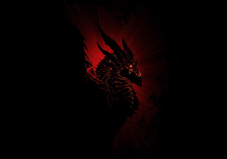 black and red dragon wallpaper, fantasy, warcraft, world of warcraft, HD wallpaper