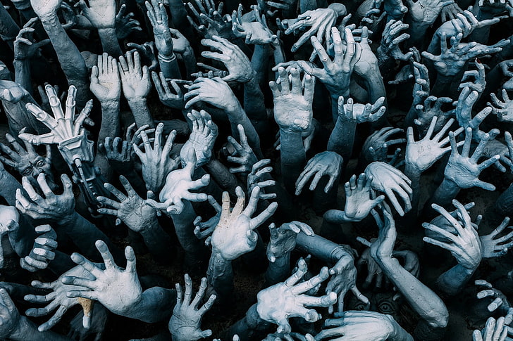 zombies, hands, horror, Others, no people, large group of animals