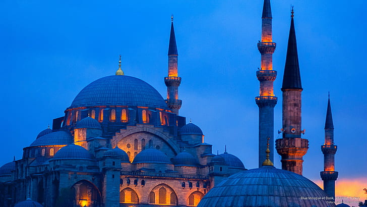 Blue Mosque at Dusk, Istanbul, Turkey, Landmarks