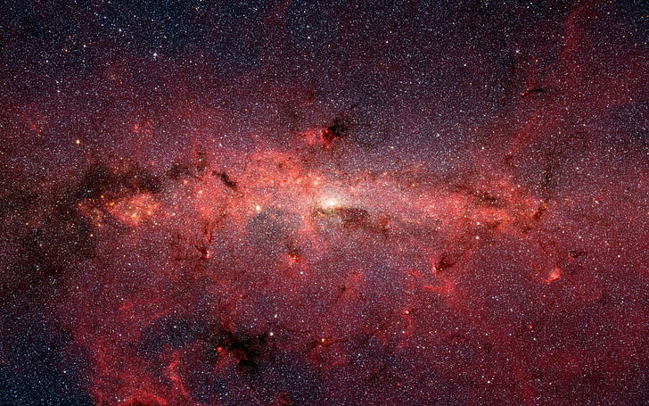 red and black nebula digital wallpaper, sky, starry night, space, HD wallpaper