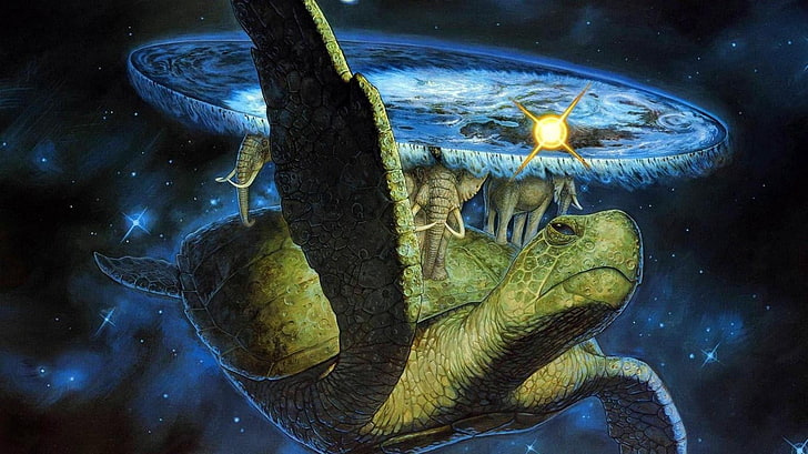 green elephants riding turtle vector art, Terry Pratchett , Discworld, HD wallpaper