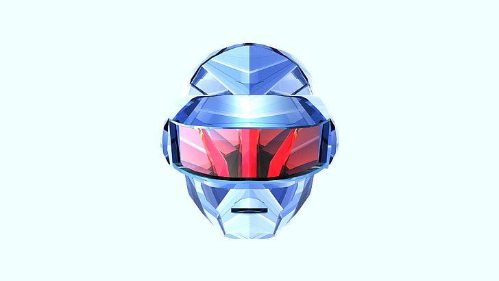 blue robot head illustration, Daft Punk, EDM, Justin Maller, music, HD wallpaper