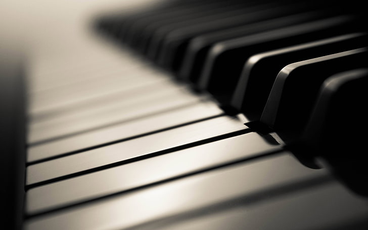 white piano key, depth of field, monochrome, closeup, musical instrument, HD wallpaper