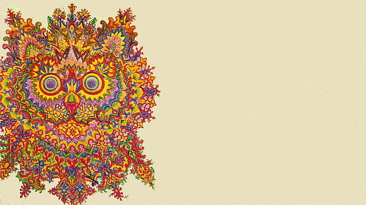 louis wain cat psychedelic artwork, multi colored, studio shot