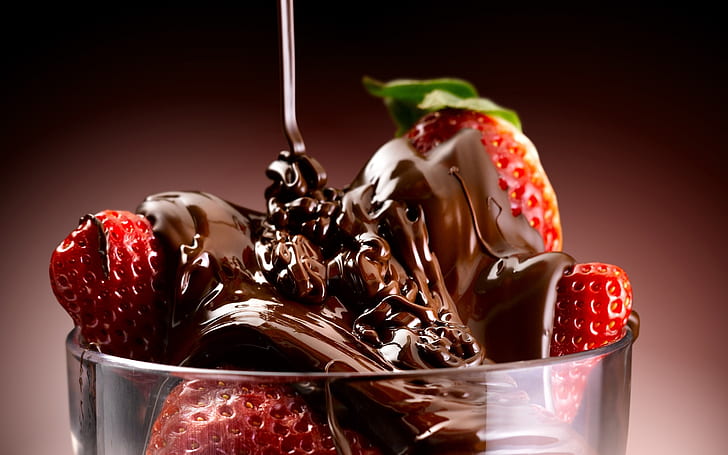 HD wallpaper: Chocolate and Strawberries, strawberry fruit top with  chocolate syrup | Wallpaper Flare