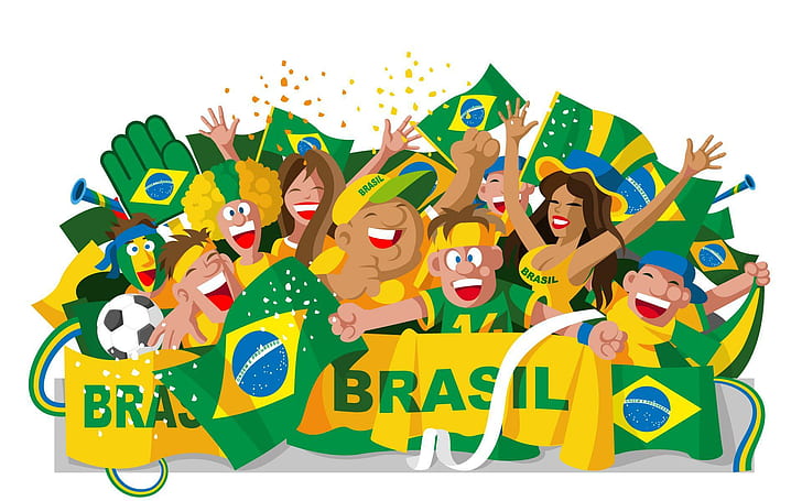 HD wallpaper: football world cup 2014 cartoons, brasil themed cartoon  character illustration | Wallpaper Flare
