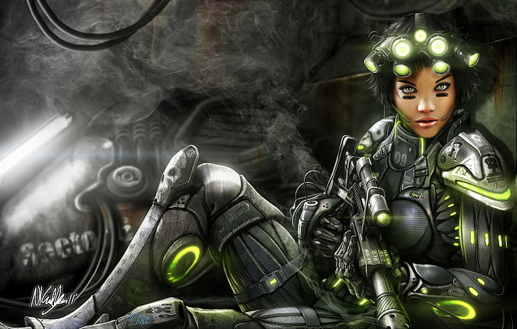 Cyberpunk, Futuristic, Soldier, Gun, Armor