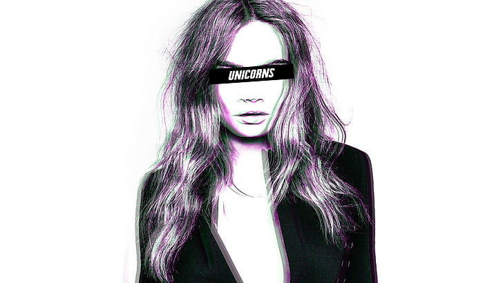 abstract, Anaglyph 3D, Cara Delevingne, Censored, Photoshopped, HD wallpaper