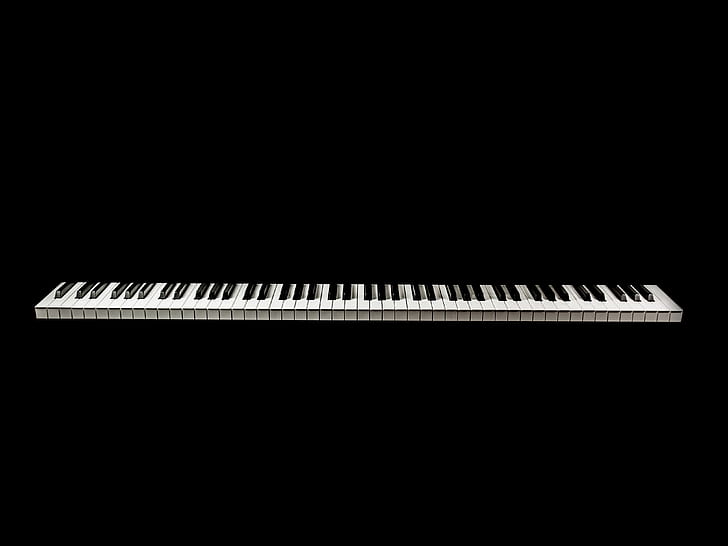 piano, keys, bw, minimalism, HD wallpaper