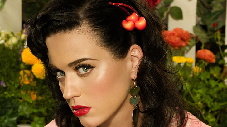 Katy Perry Beautiful Photo, women's red lipstick, celebrity, celebrities, HD wallpaper