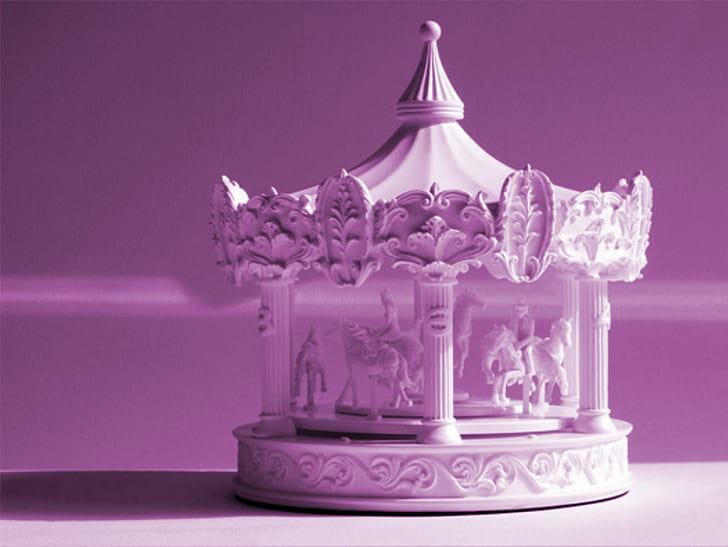 Music Box Daydream, purple, carousel, music-box, fantasy-world, HD wallpaper