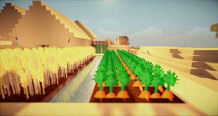 white and green house miniature, Minecraft, architecture, nature, HD wallpaper