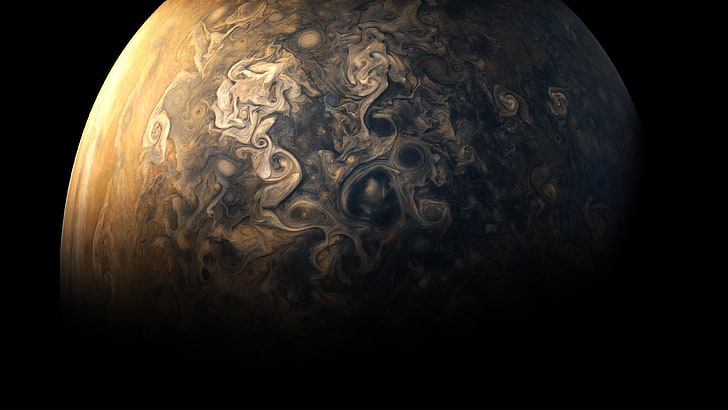 Jupiter, atmosphere, planet, black background, Solar System, HD wallpaper