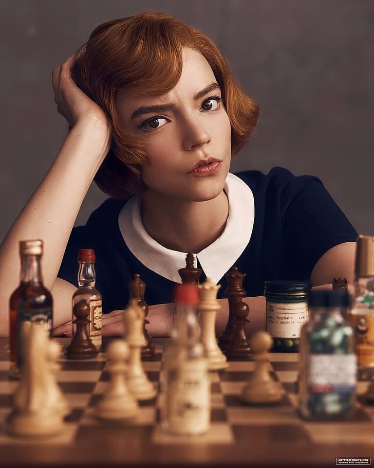 Anya Taylor-Joy, women, actress, redhead, short hair, The Queen's Gambit