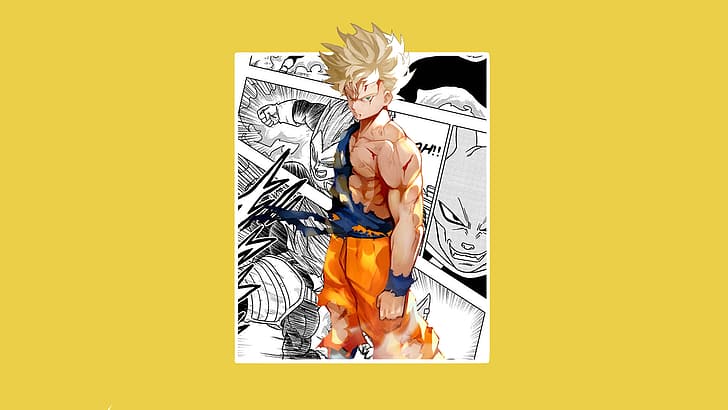 Dragon Ball, Son Goku, manga, anime, minimalism, simple background