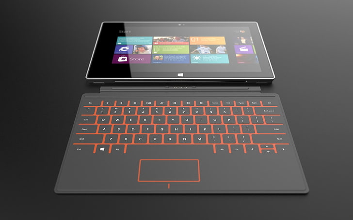 black Windows Surface tablet, microsoft, touch screen, laptop, HD wallpaper
