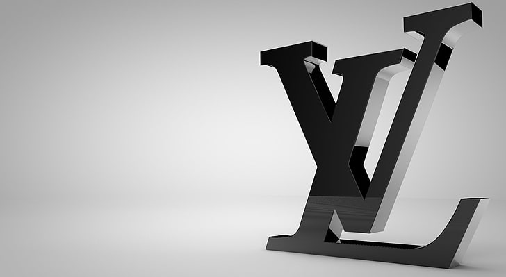 Louis Vuitton Shiny Black Logo, Louis Vuitton logo, Artistic